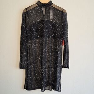 Eva Franco Anthropologie Starlight Long Sleeves Sheer Tunic Sz S Dark Romantic